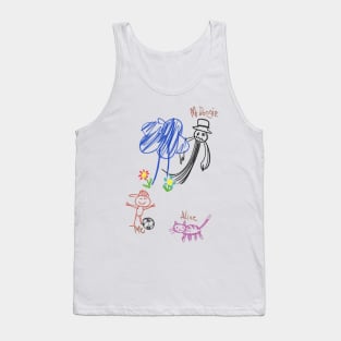 Chilling Innocence: Unsettling Artistry in Children's Creepy Drawings Tank Top